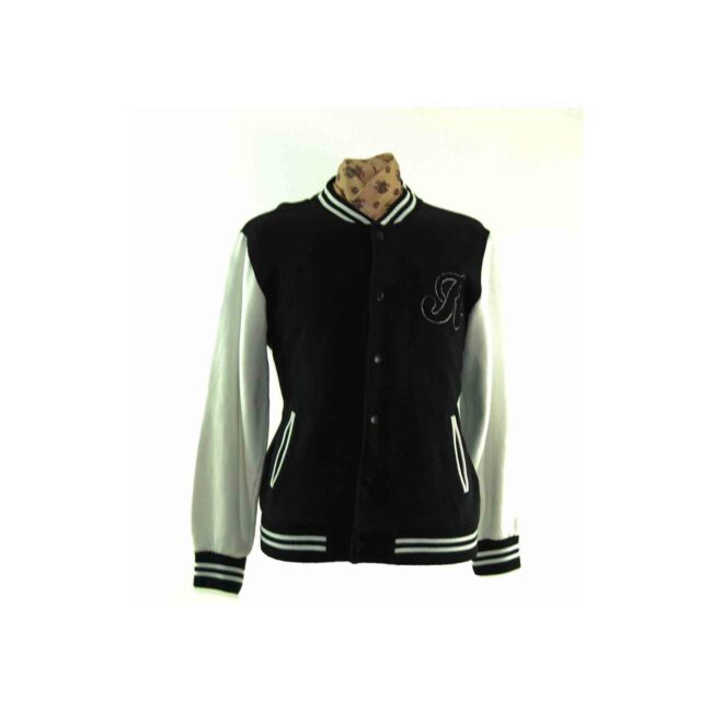 90s Black and White Bomber Jacket - L