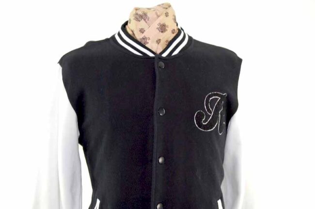 90s Black and White Bomber Jacket - L - Image 2