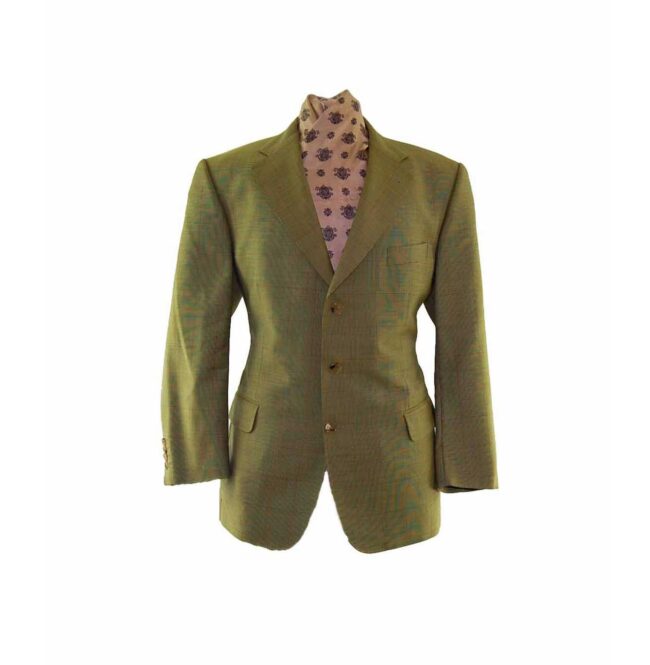 Burberry Green Contrast Checked Blazer