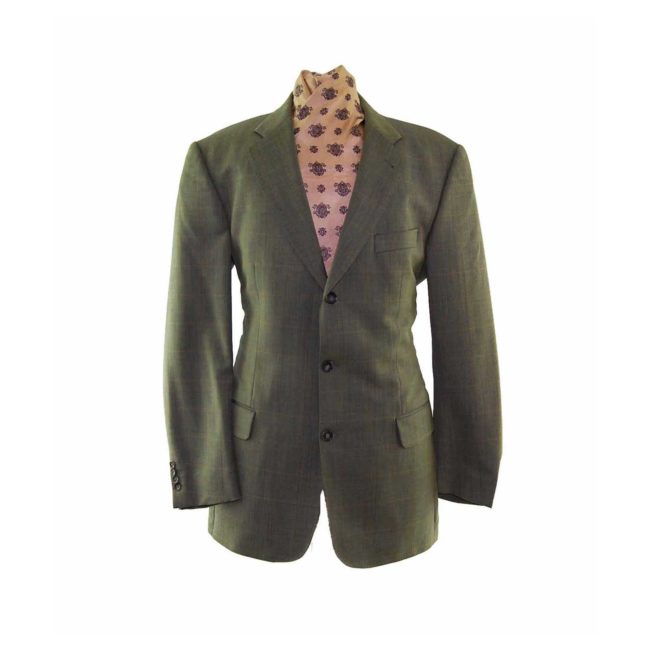 Burberry Grey Thin Herringbone Checked Blazer - L