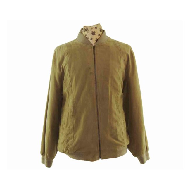 90s Brown Suede Bomber Jacket - L