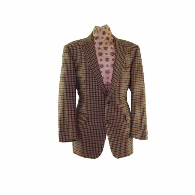 Burberry Brown Large Checked Blazer - L