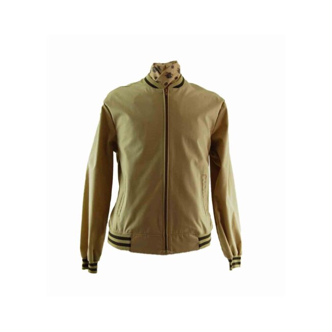 80s Light Brown Bomber Jacket - L