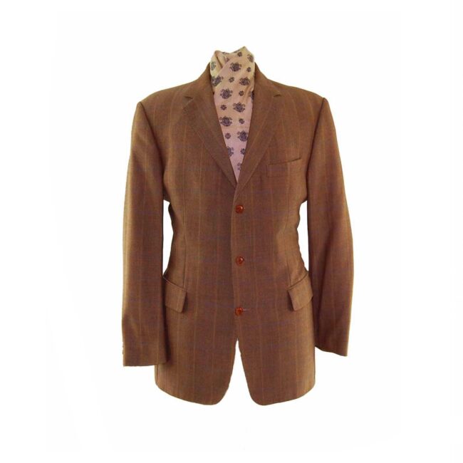 Burberry Brown Herringbone Checked Blazer - L