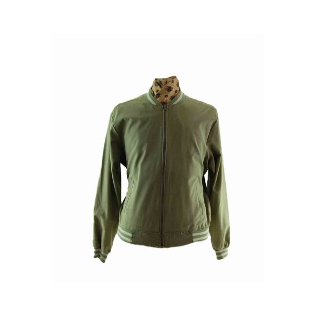 80s Mint Green Bomber Jacket - L