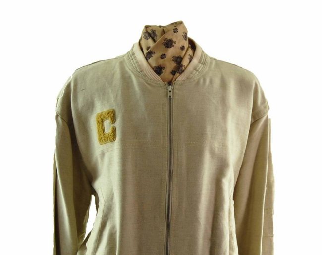 90s Light Cream Linen Bomber Jacket- XL - Image 2