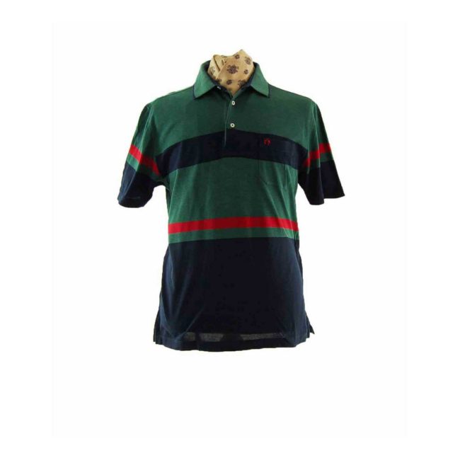 90s Dark Green Block Colour Polo - XL