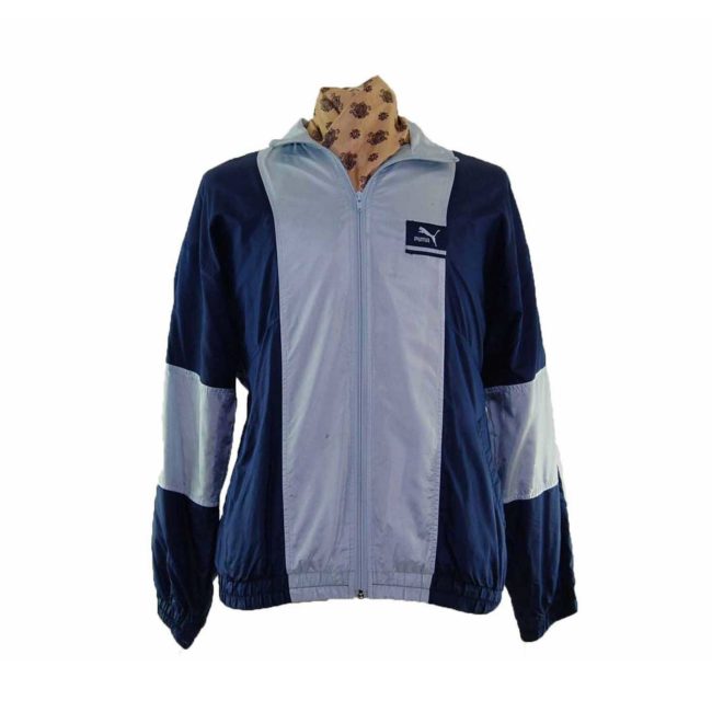 90s Puma Navy Shell Suit Jacket - M