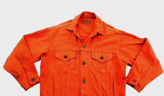 90s Levis Bright Orange Denim Jacket - L - Image 2