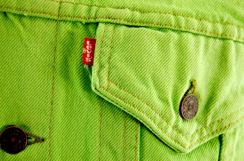 90s Levis Lime Green Denim Jacket - Blue 17 Vintage Clothing