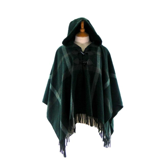 Dark Green Check Poncho - 10