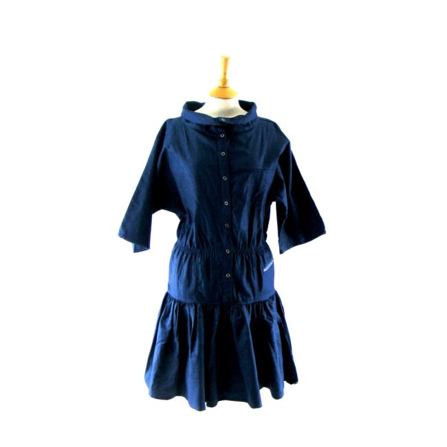 Dark blue cotton-80s dress