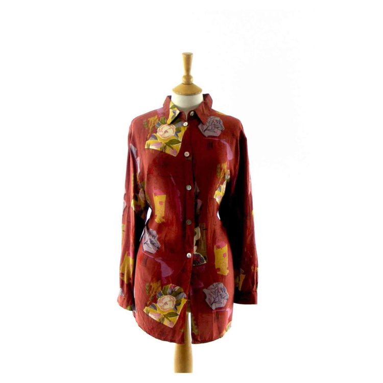 1990s Floral print vintage blouse