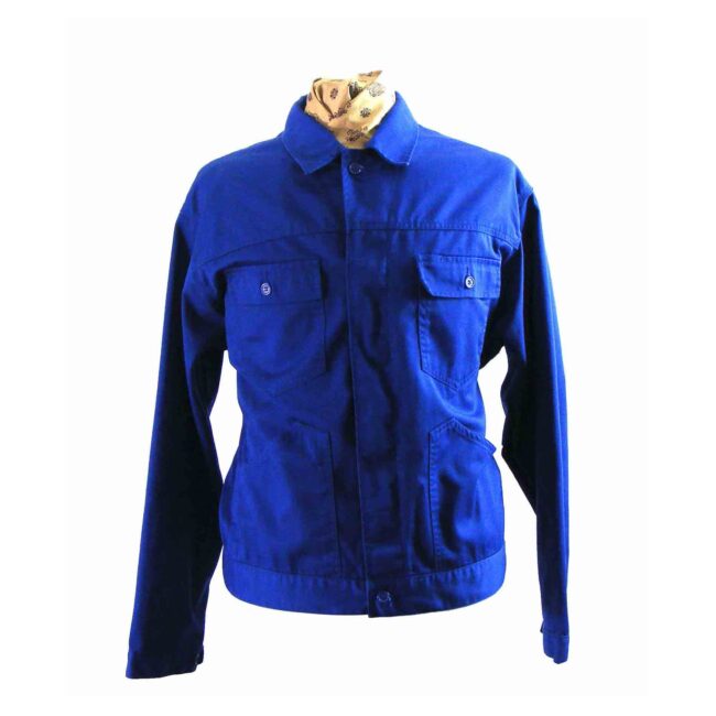 Four Pocket Blue Cotton Workwear Jacket - L