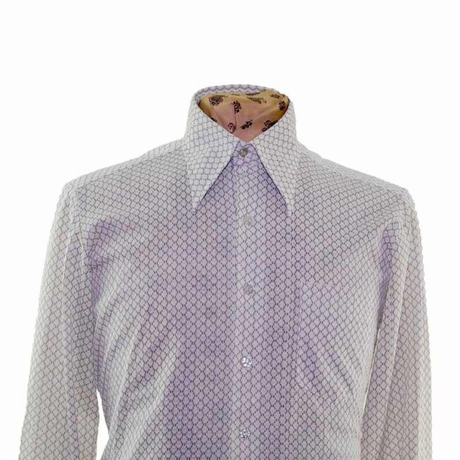 70s Geometric Patterned Long Sleeve Shirt - M - Image 2