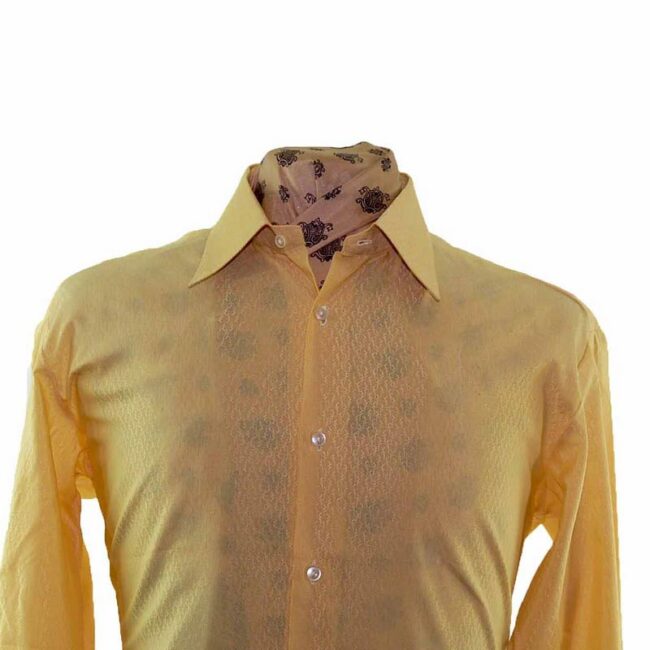 70s Yellow Printed Long Sleeve Shirt - L - Image 2