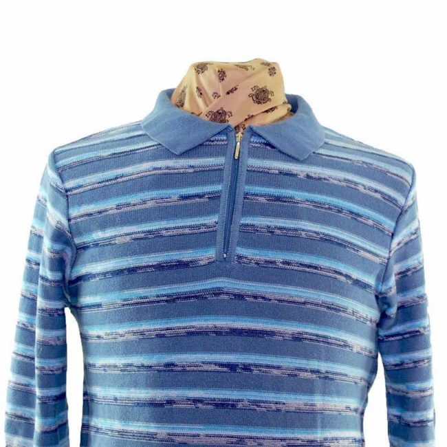 80s Blue Striped Roger Kent Sweater - M - Image 2