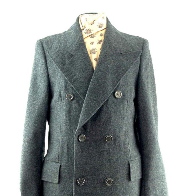 Front close up photo of Mens Wool Coat Charcoal