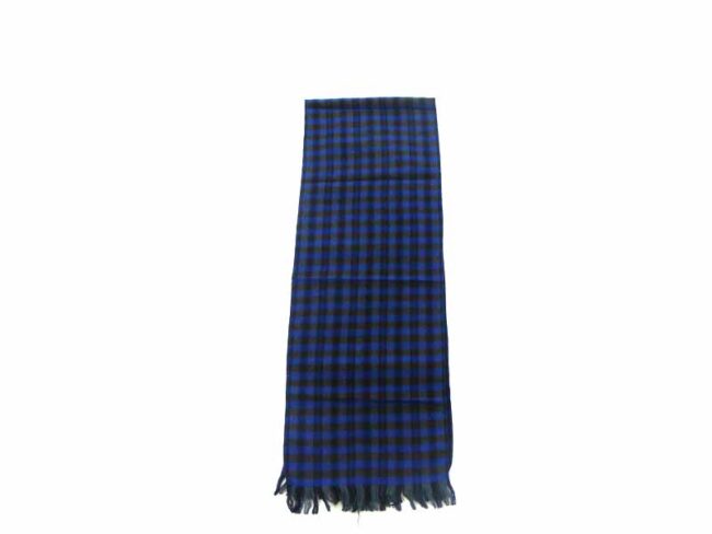 Fringed Blue Checked Scarf - Image 2