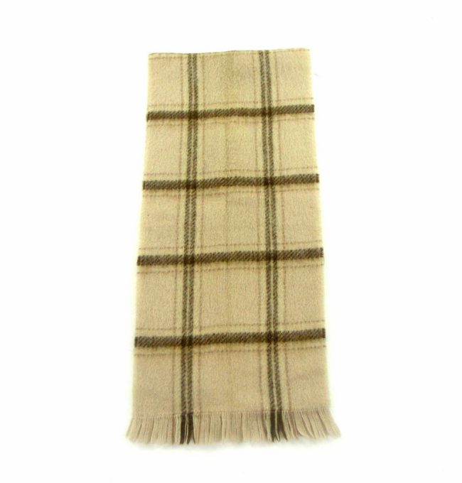 Scottish Shetland Light Brown Tartan Scarf - Image 2