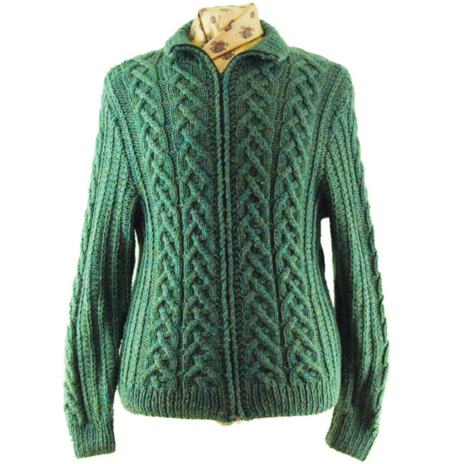 Green Vintage Zip Up Cardigan