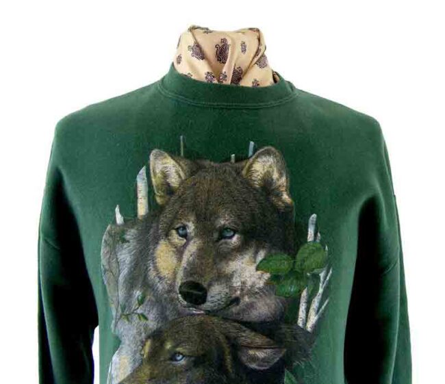 Green Wolf Print Sweatshirt - Image 2