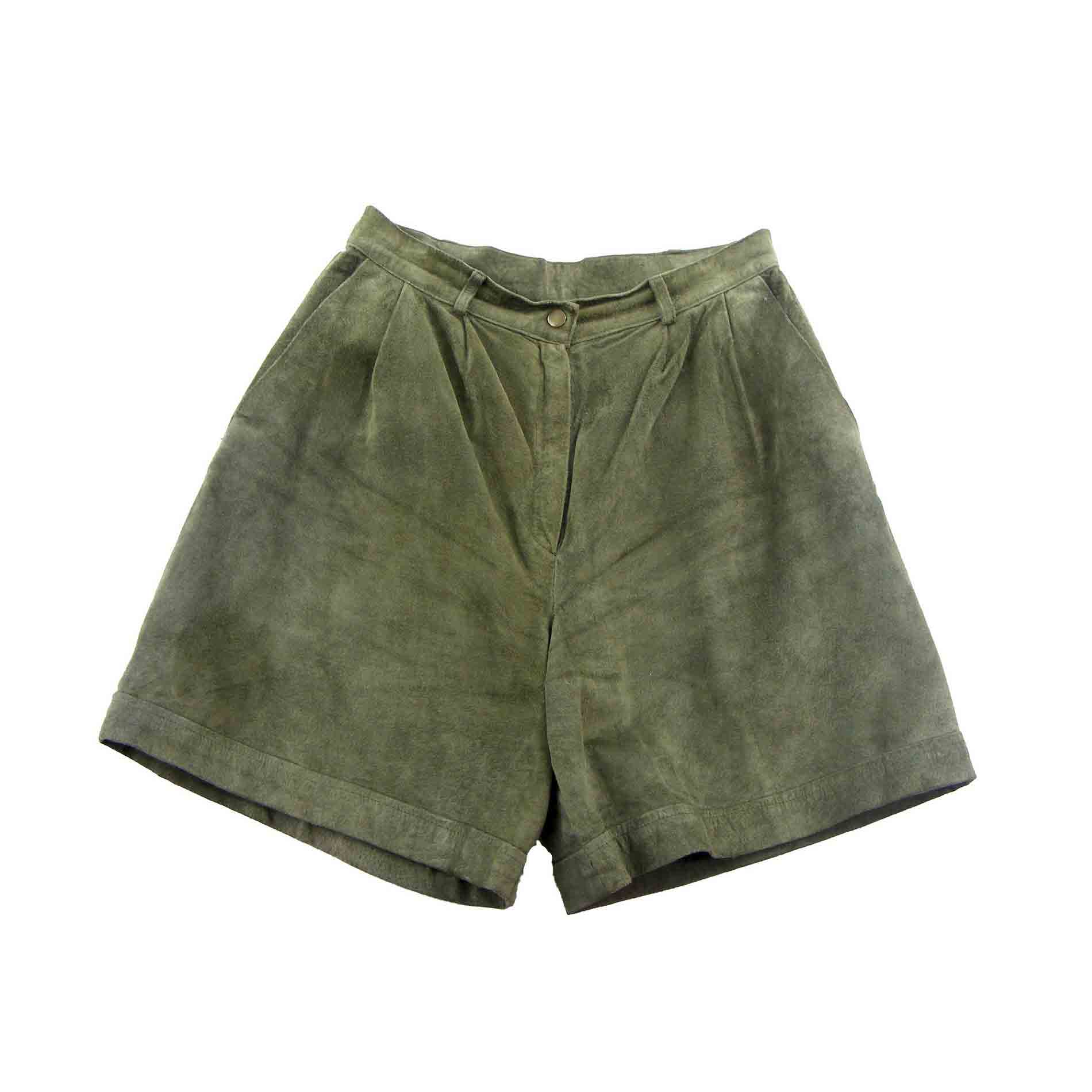 90s Green Suede shorts - 12