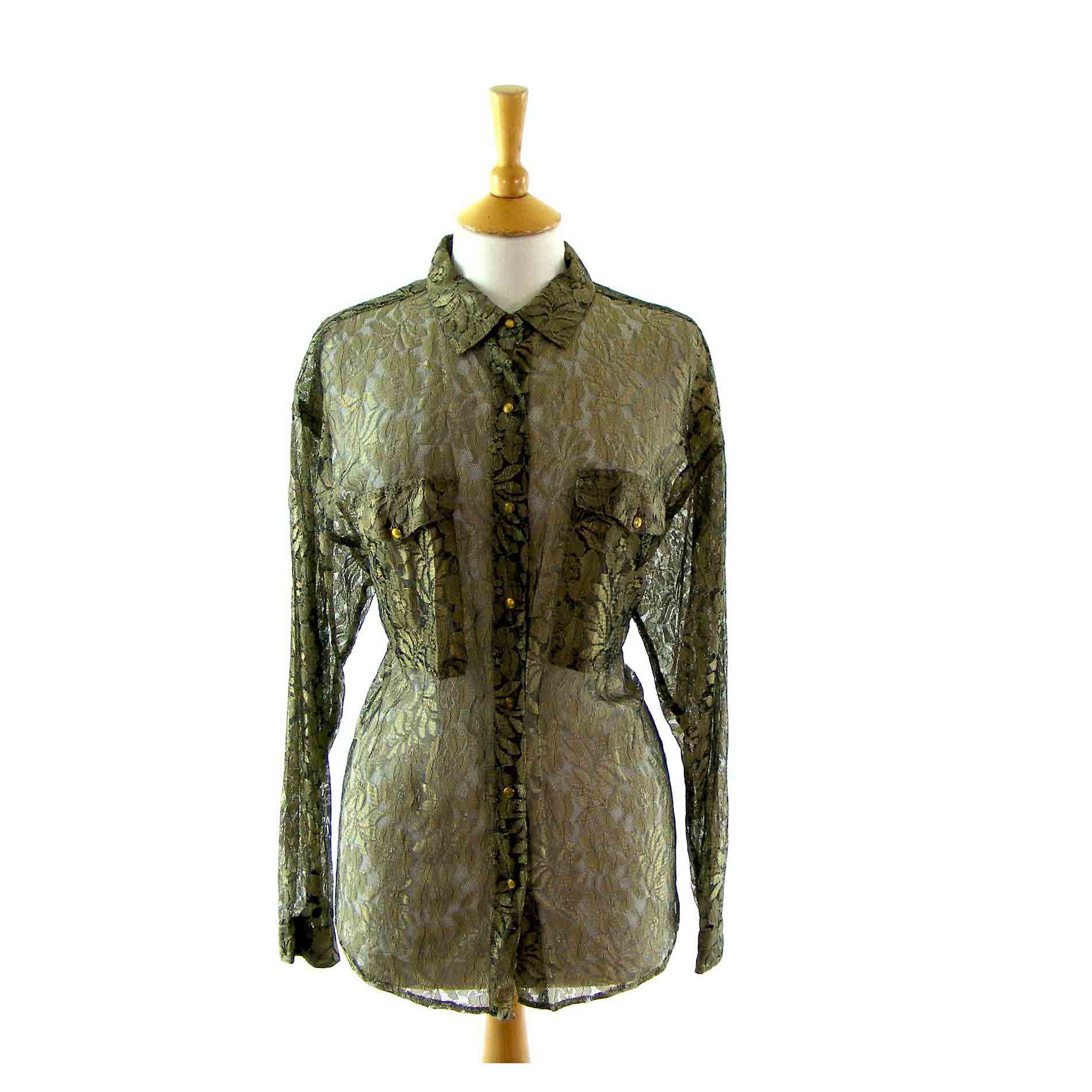 Green lace blouse