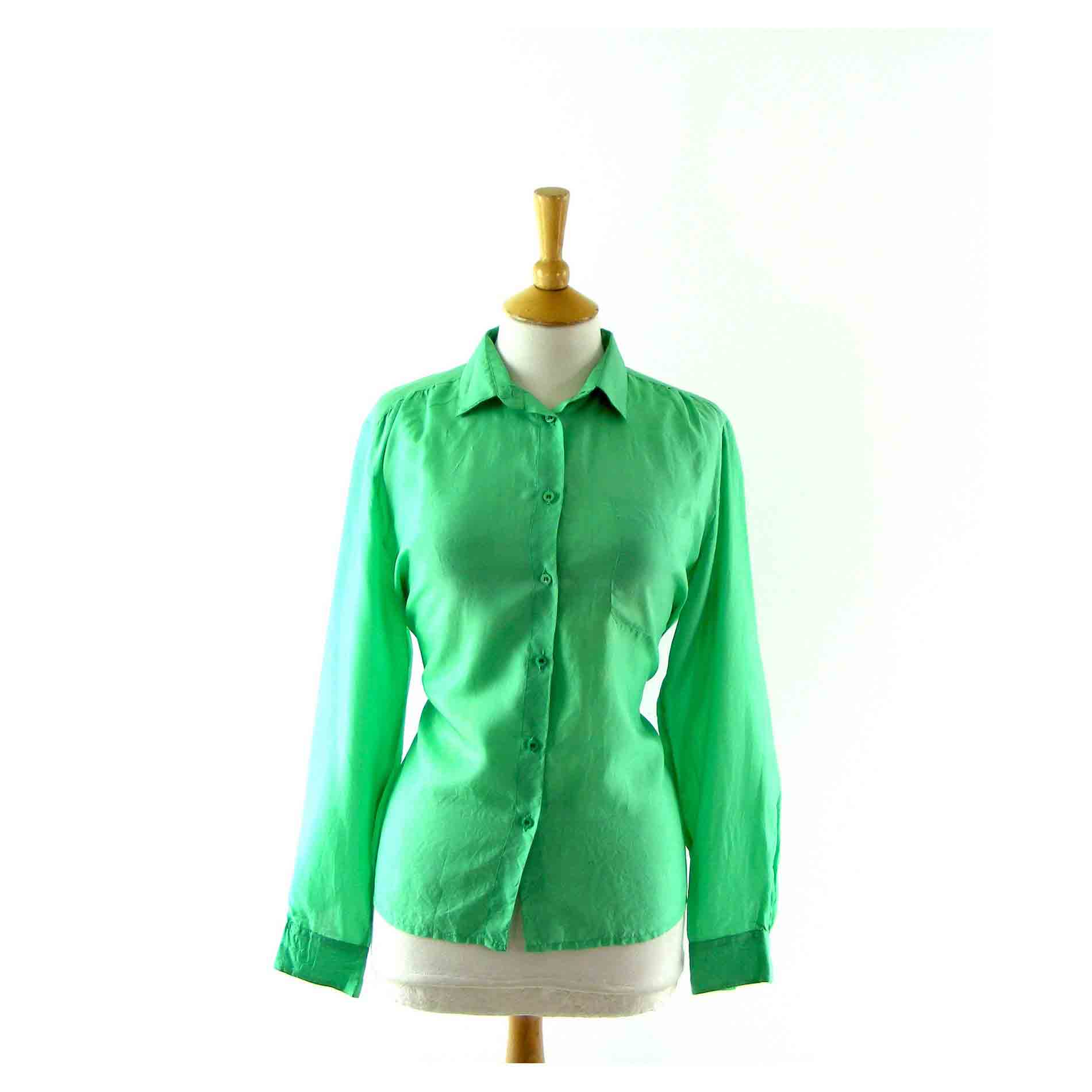 Green silk blouse