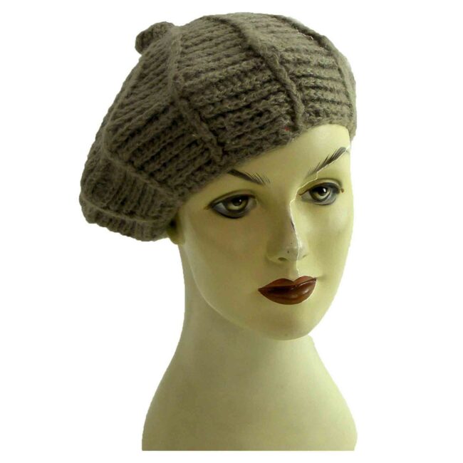 Brown Crochet Wool Beret