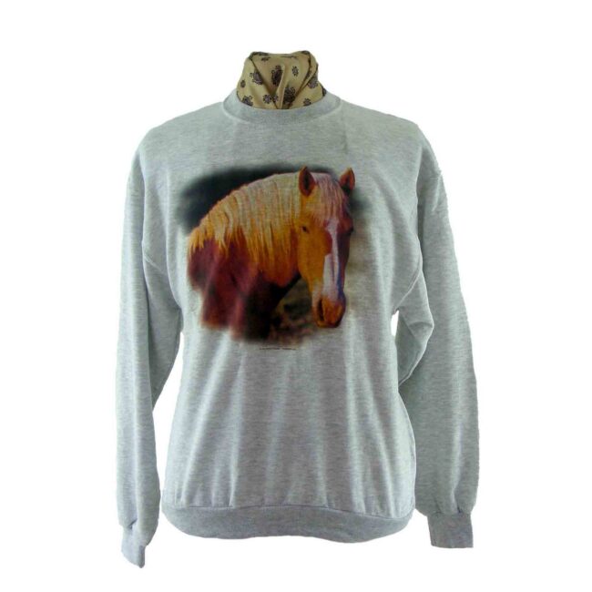 Grey Horse Print Sweatshirt