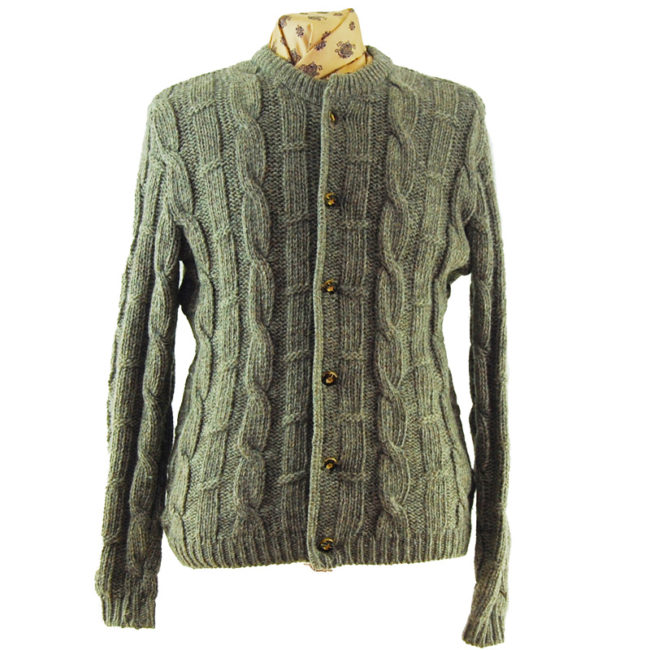 Grey Vintage Cable Knit Cardigan