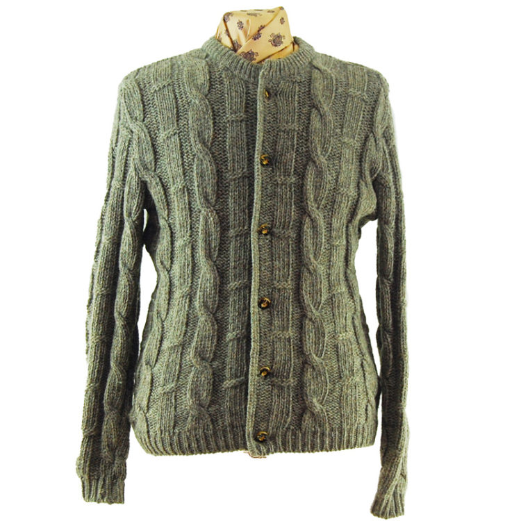 Grey Vintage Cable Knit Cardigan