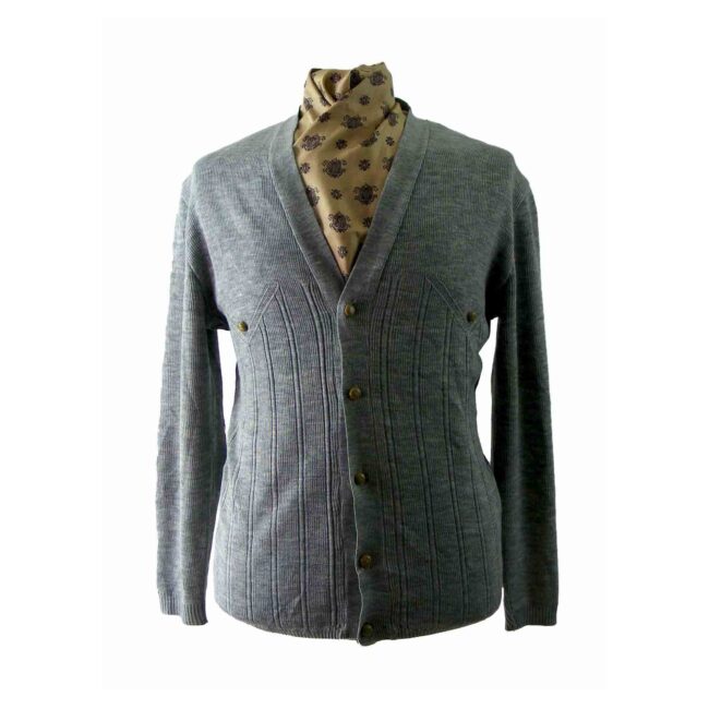 Grey V Neck Mens Cardigan