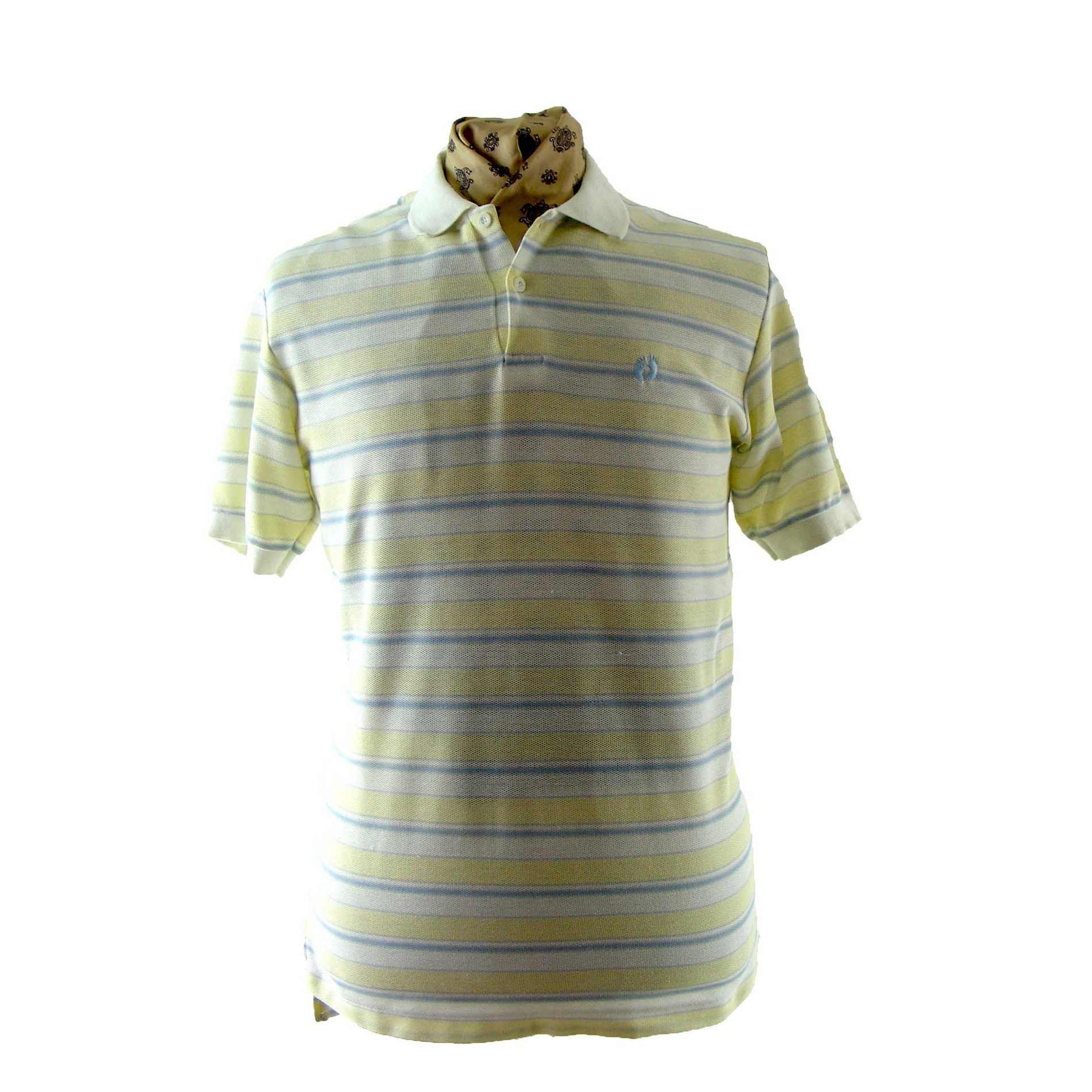 Hang Ten Striped polo shirt - M - Blue 17 Vintage Clothing