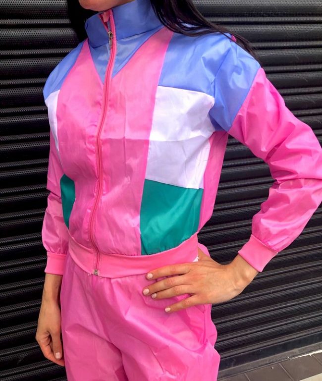 Image of front of Ladies 80s Pink Shell Suit