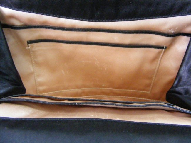 50s Black Silk Satin Hand Bag - Image 3