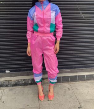 Ladies 80s Pink Shell Suit