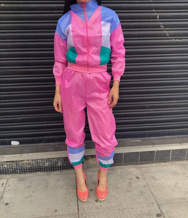 Ladies 80s Pink Shell Suit