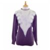 Ladies Purple With Silver Decoration Long Sleeve 80s Sweater  - UK Size 14