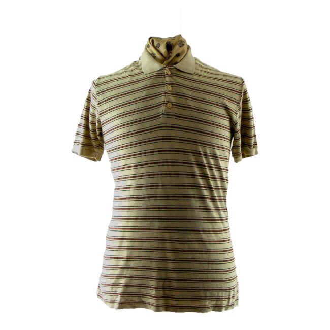 Light Brown & Orange Striped polo shirt - M
