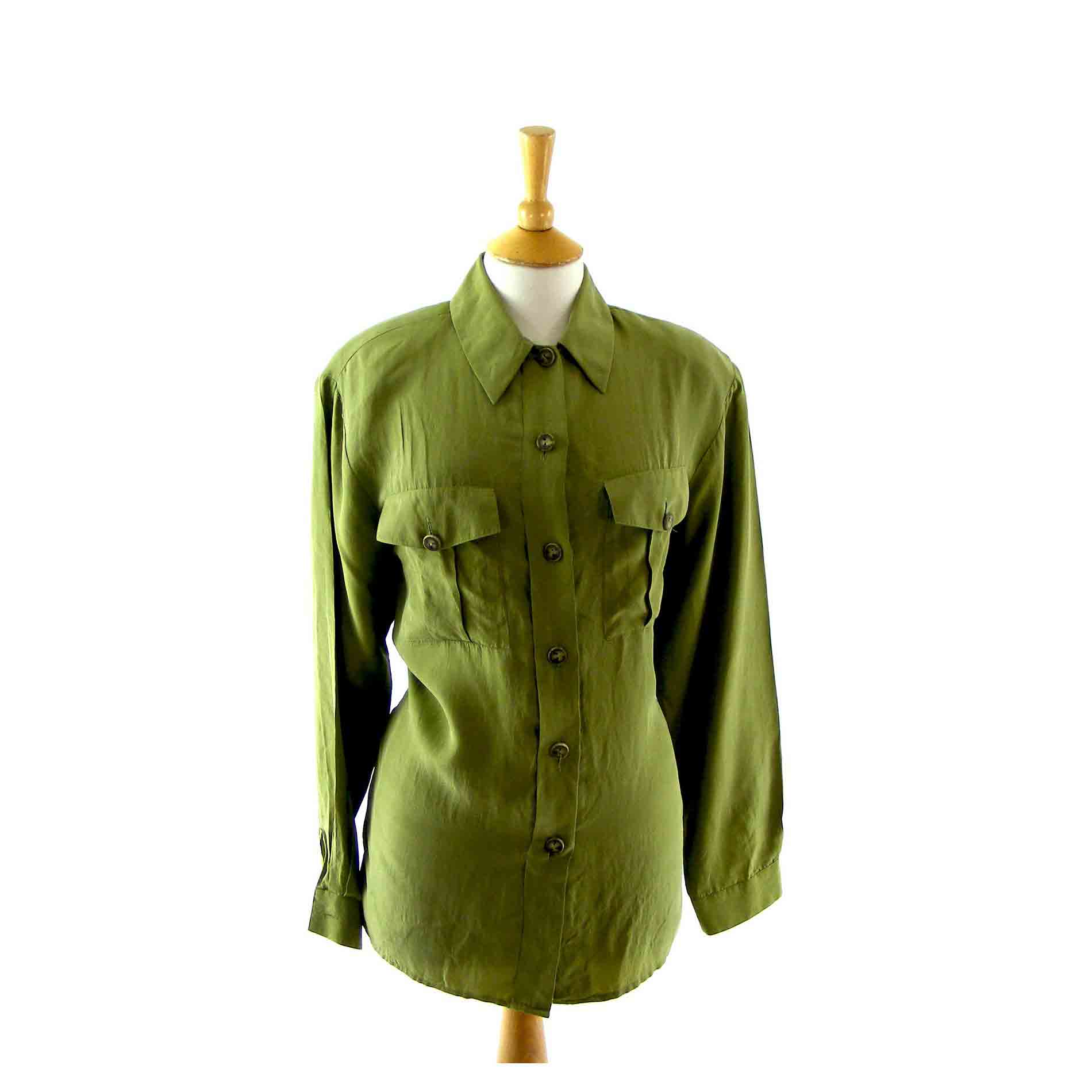 Lime green silk blouse - Blue 17 Vintage Clothing