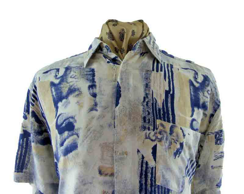 Mens 90s Abstract Print Shirt - Image 2