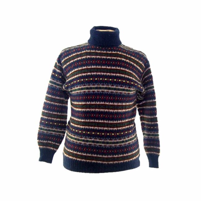 Mens Benetton Multicoloured Pure Wool Striped Jumper - M