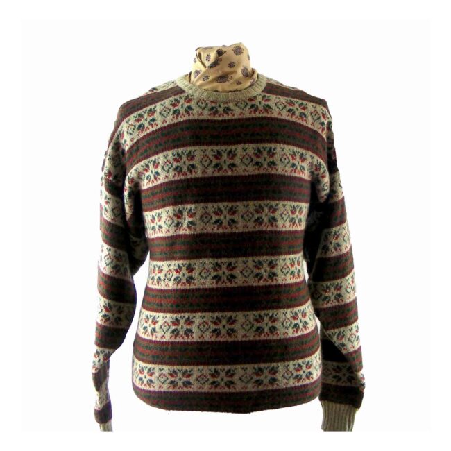 Mens Multicolored Pure Wool Winter Sweater - 2XL