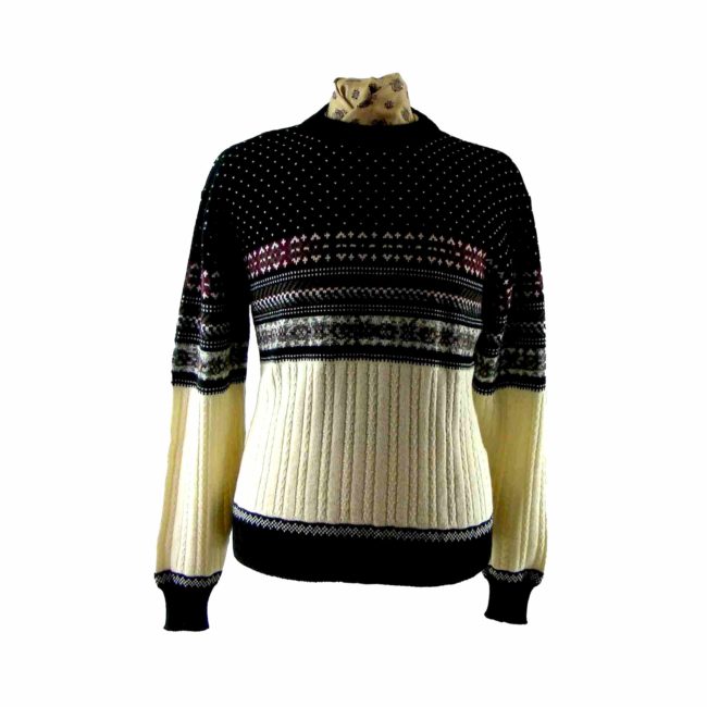 Mens Scandinavian Print Multicolored Sweater - L