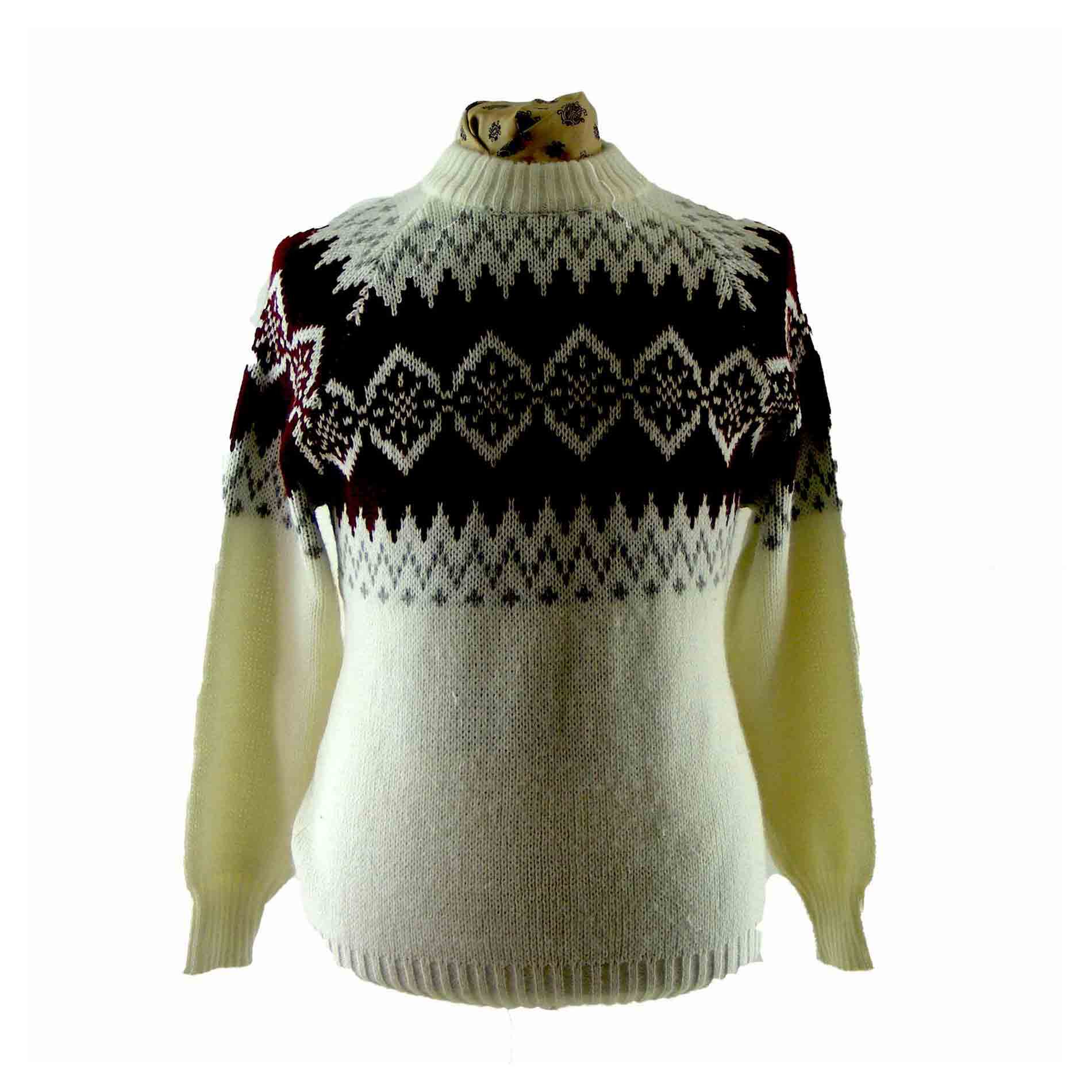 Mens Scandinavian Print Sweater - M - Blue 17 Vintage Clothing