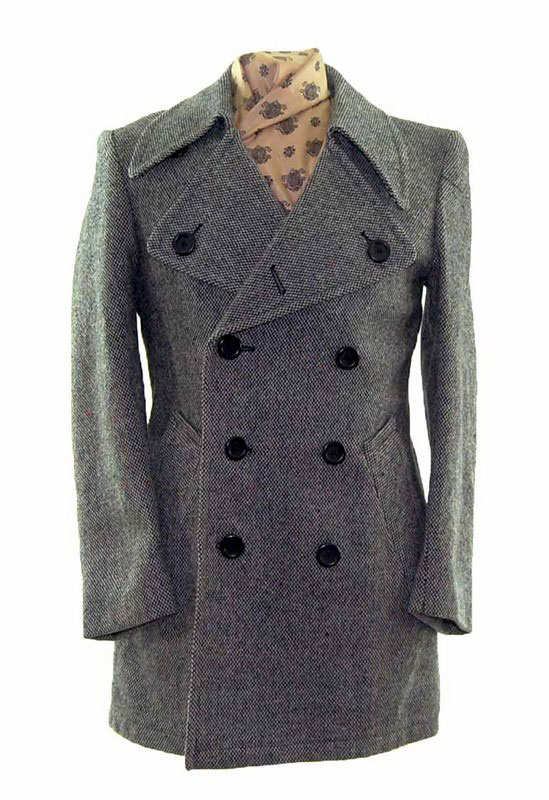 Mens Grey Double Breasted Pea Coat