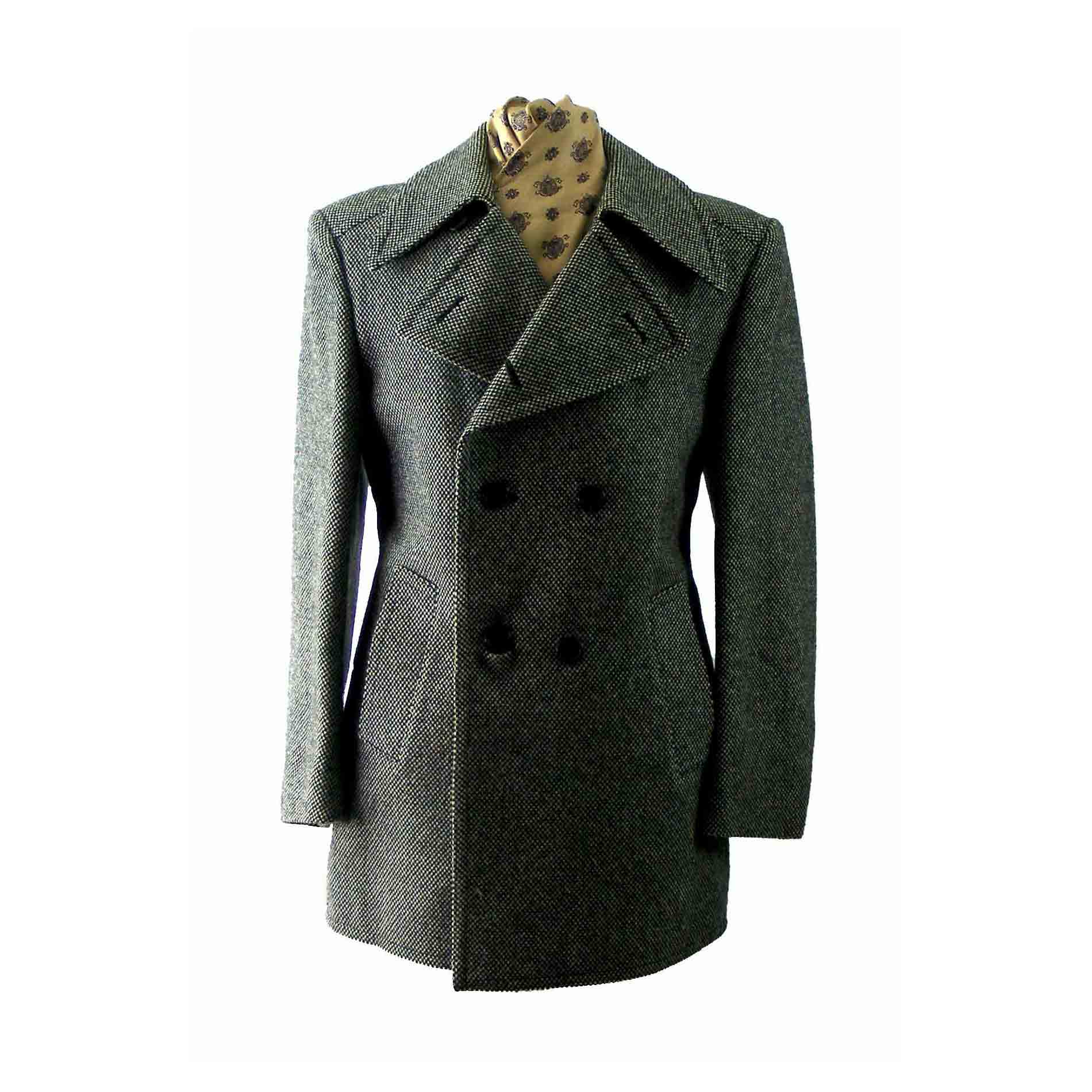 Mens Black And White Peacoat