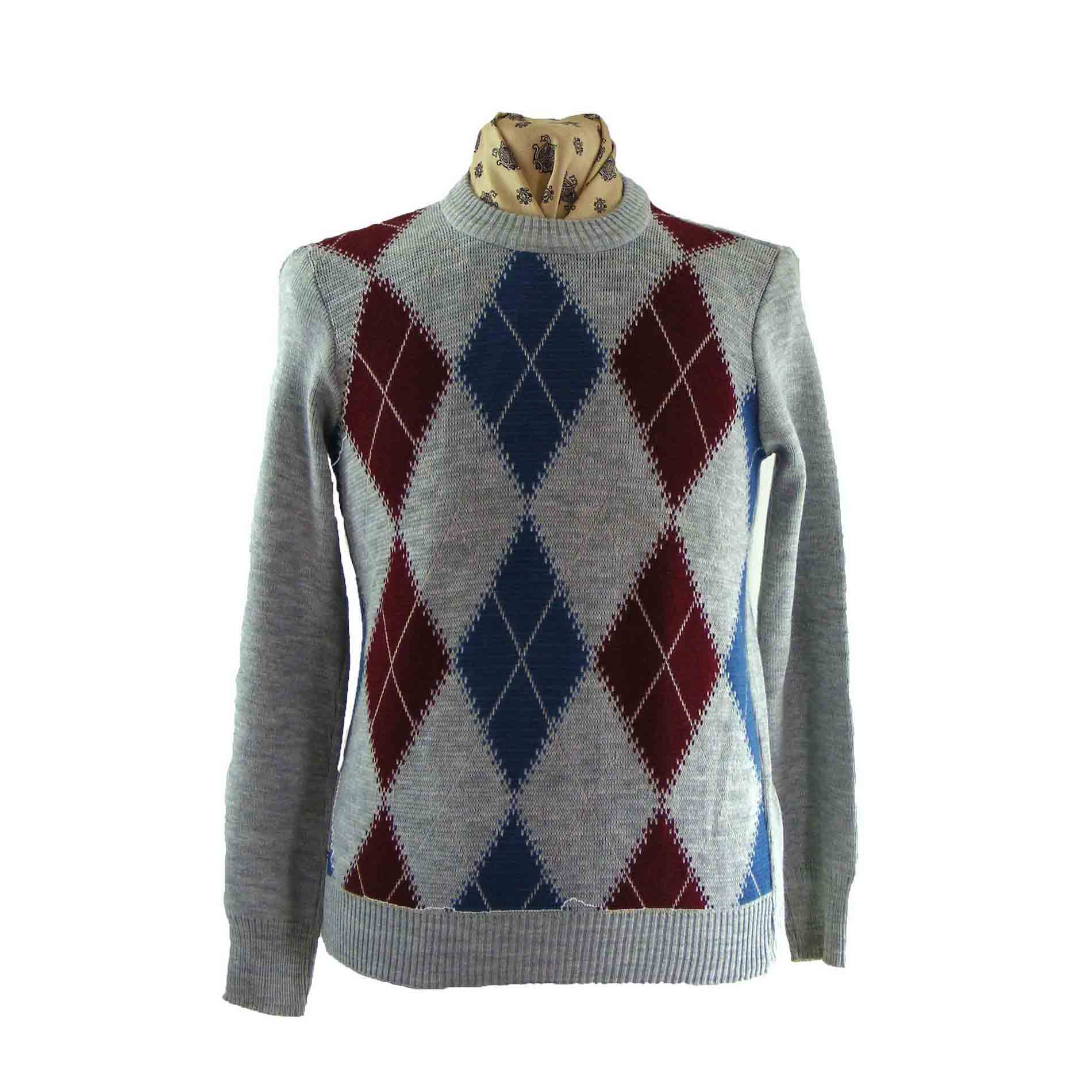 Multicolored jacquard sweater - Blue 17 Vintage Clothing